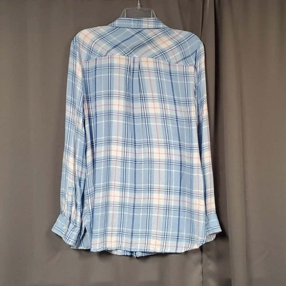 OLD NAVY LARGE BLUE FLANNEL L/S BUTTON DOWN - Picture 3 of 4